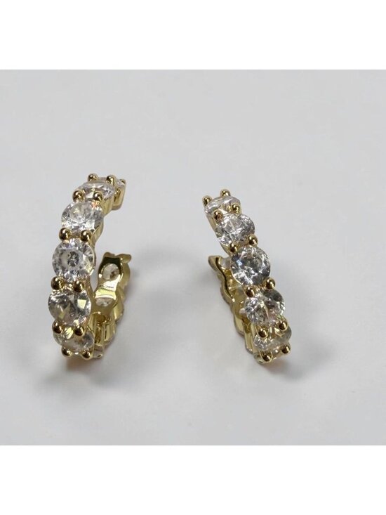 Unbranded Jewelry - Rhinestone Gold Tone Hoop Earrings Classic Elegant Sparkle Wedding Party